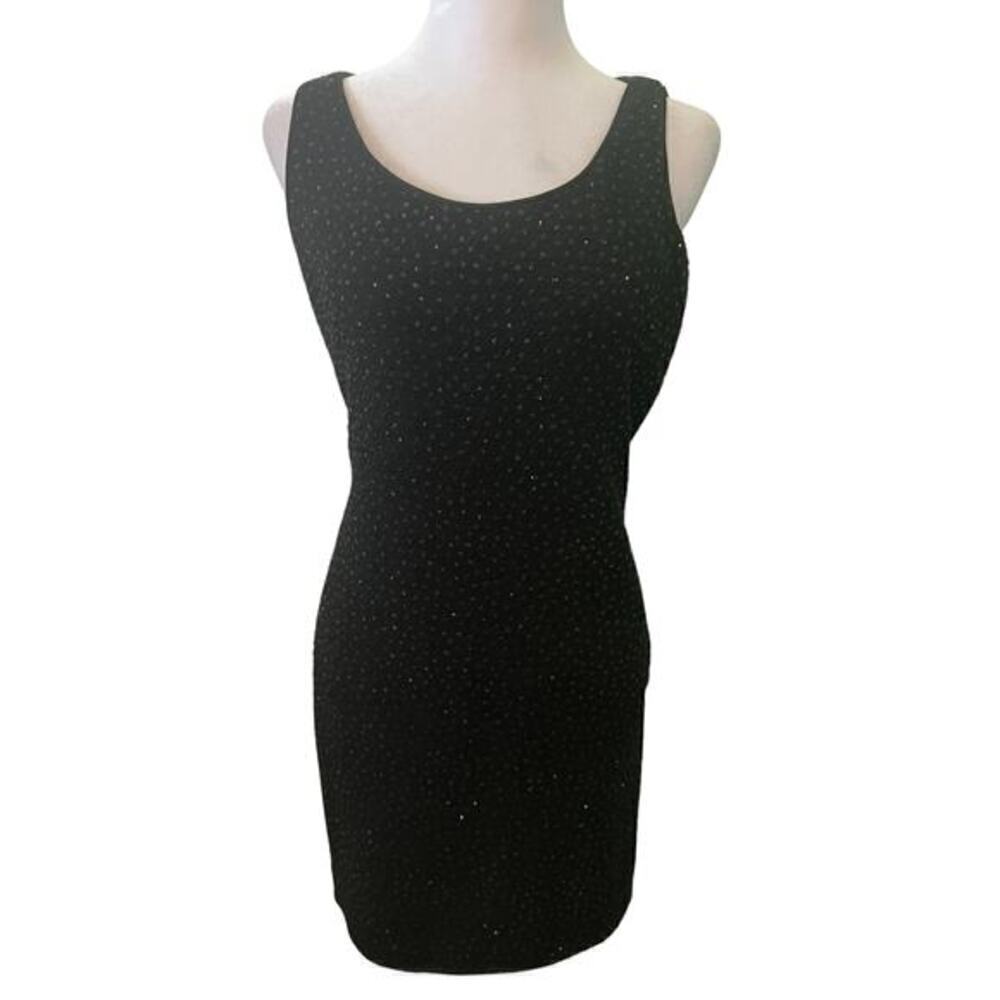 Vintage Warren Petites Black Party Dress w/Clusters Black Glitter  6​